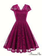 Black V Neck Cap Sleeve A Line Dress for Parties