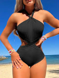 Black White Hollow Out One Piece