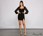 Blake Chiffon Sleeve Charming Crepe Mini Dress