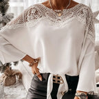 Blouse Embroidery Vintage Lace Elegant Top Women Blouse Crochet Autumn White Blusa Ladies 12459