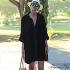 Blouse - Long Cotton Arm Kimono Woman's Coastal Blouse White Casual Cover Up