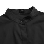 Blouse Office Arm - V Button Women's Flare Up White Neck Blouse