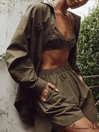 Blouse Outfits With Clothing Pieces Blouses Two Fashion Warm-Season Mini Tracksuits Women Cotton Sets Shorts Fashion