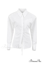 Blouse White Arm Shoulder Long Backless with Up Lace Pads