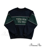 Blue Letter Stylish Print Sweatshirt