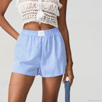 Blue Striped Loose Wide Leg Short