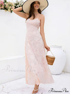 Blush of Elegance Charming Lace Maxi Dress