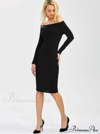 Bodycon Long Shoulder Arm Off Dress