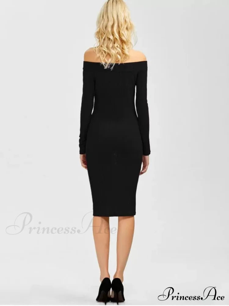 Bodycon Long Shoulder Arm Off Dress
