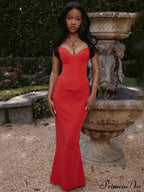 Bodycon - Off-Shoulder Fishbone Party Gown Club for Strapless Elegant Full-Length Women Night Gown