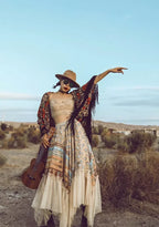 Bohemian Colorful Embroidery Lace Ruffles Asymmetrical Skirt