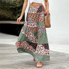 Bohemian Elastic Waist Floral Print Vintage Skirt
