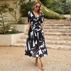 Bohemian Floral A-line Midi Floral Dress