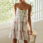 Bohemian Floral Spaghetti Strap Casual Floral Dress