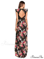 Bohemian Irregular Flowered Design V-Neck Dress