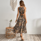 Boho Two Piece Floral Crop Top and Skirt Set