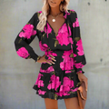 Floral Print Long Sleeve Mini Dress