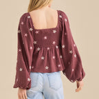 Boho Floral Print Peplum Top