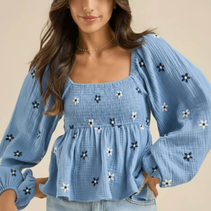 Boho Floral Print Peplum Top