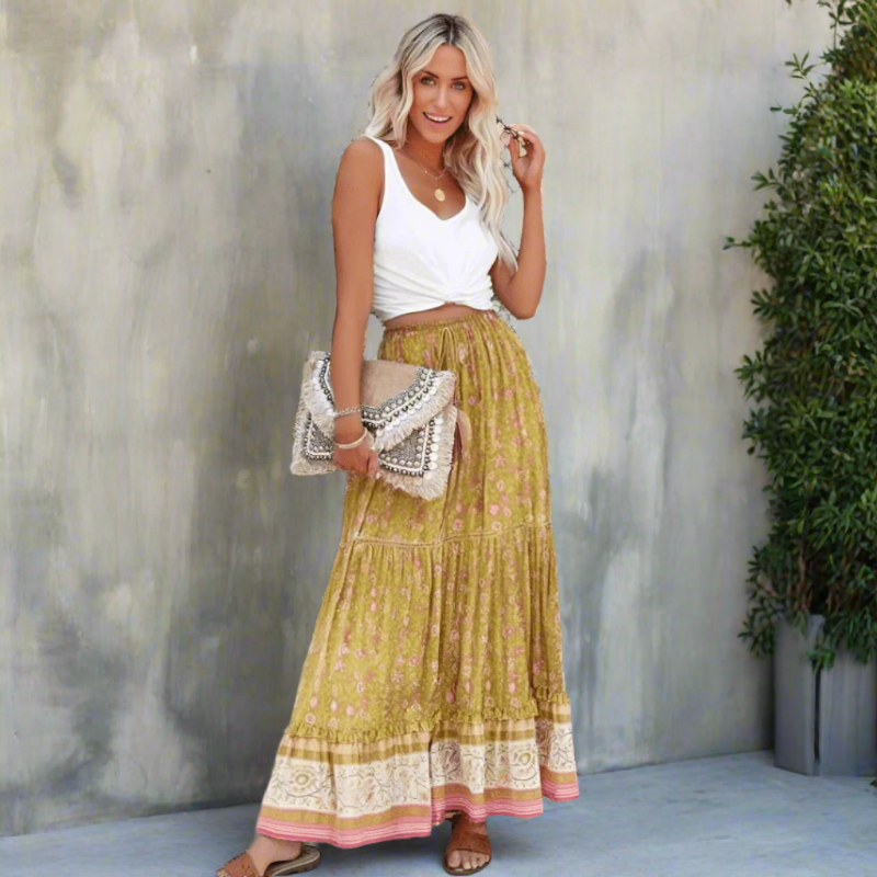 Boho Inspired Floral Maxi Skirt