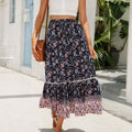 Boho High Waist Floral Print Maxi Skirt
