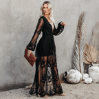Black Boho Lace Maxi Dress