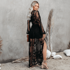 Black Boho Lace Maxi Dress