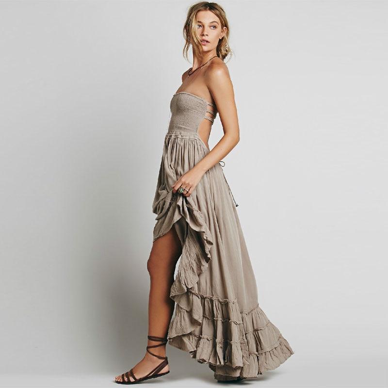 Hippie Backless Halter Dress