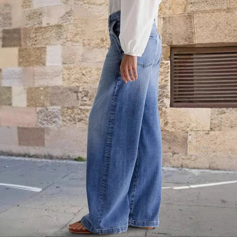 Boho Wide Leg High Waist Jeans