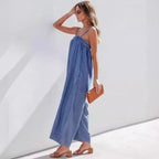 Boho Oversized Wide Leg Denim Jumpsuit