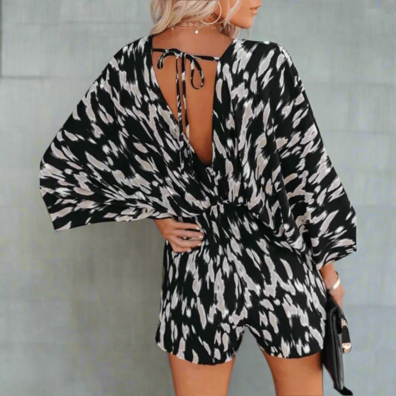 Boho V-Neck Backless Lace-Up Summer Romper