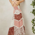 Boho Patchwork Strapless Maxi Dress