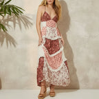 Boho Patchwork Strapless Maxi Dress