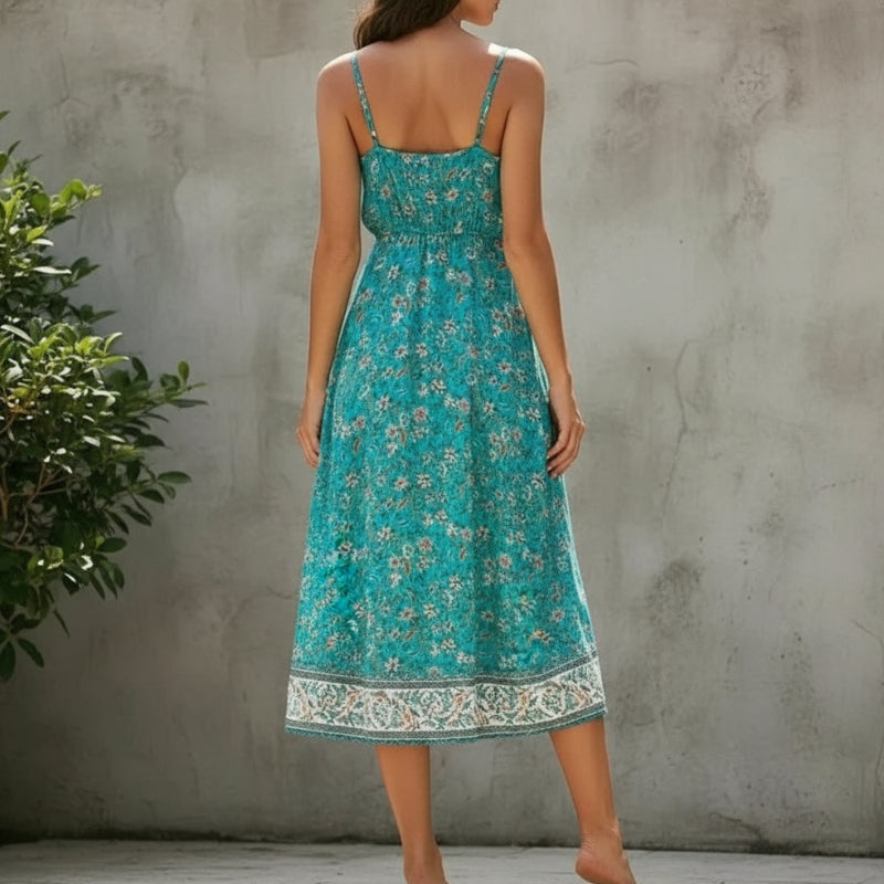 Floral Print Sleeveless Midi Dress
