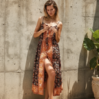 Floral Print Sleeveless Midi Dress