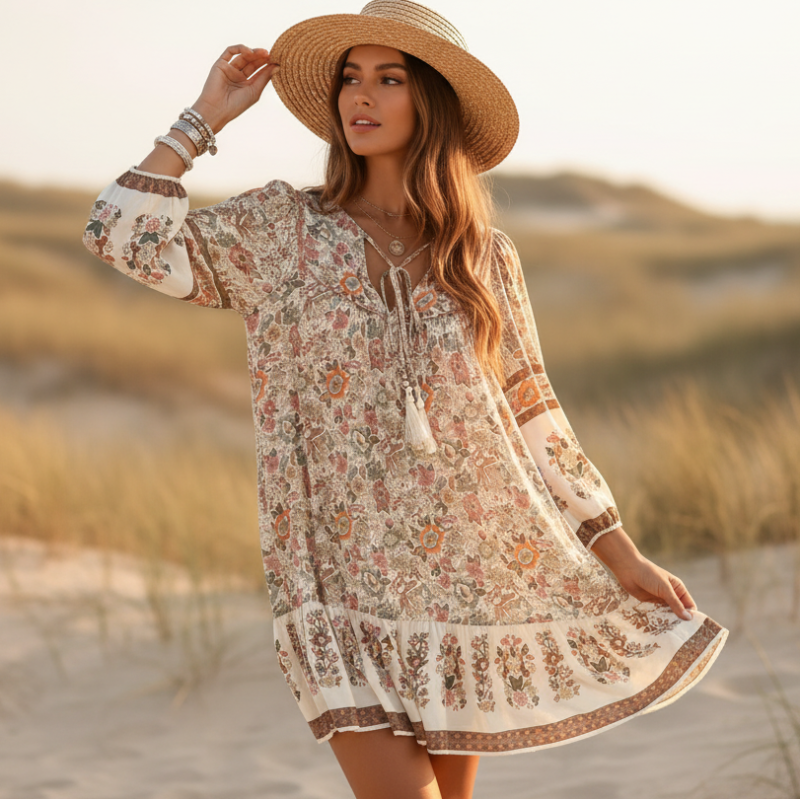Boho Floral Mini Dress