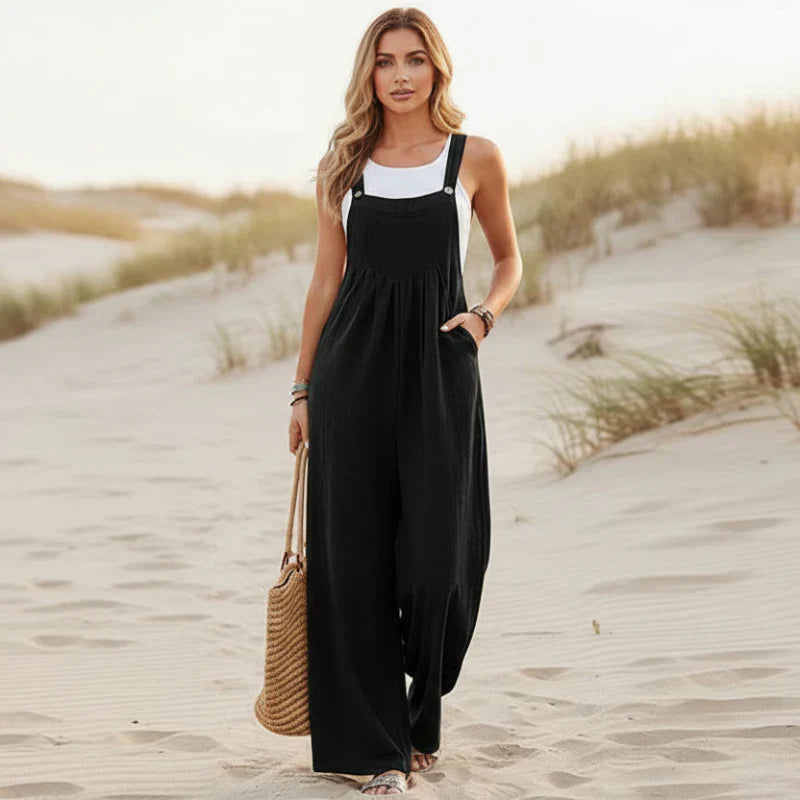 Boho Casual Flare Leg Jumpsuit Overalls