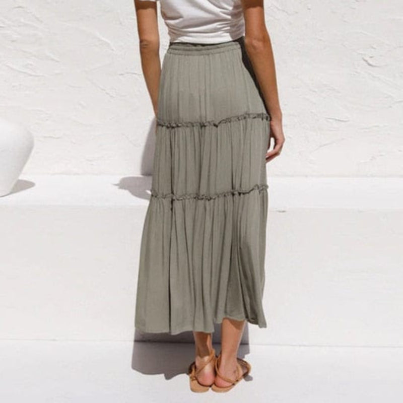 Bohemian Ruffle Maxi Skirt