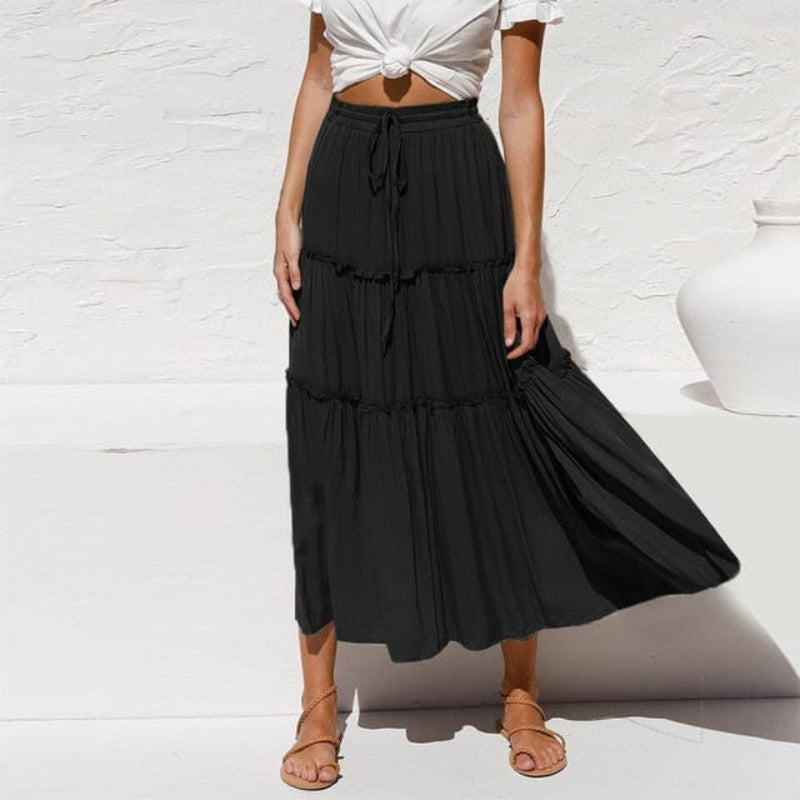 Bohemian Ruffle Maxi Skirt