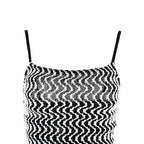 Boho Color Wavy Spaghetti Strap Vacation Maxi Dress - Black