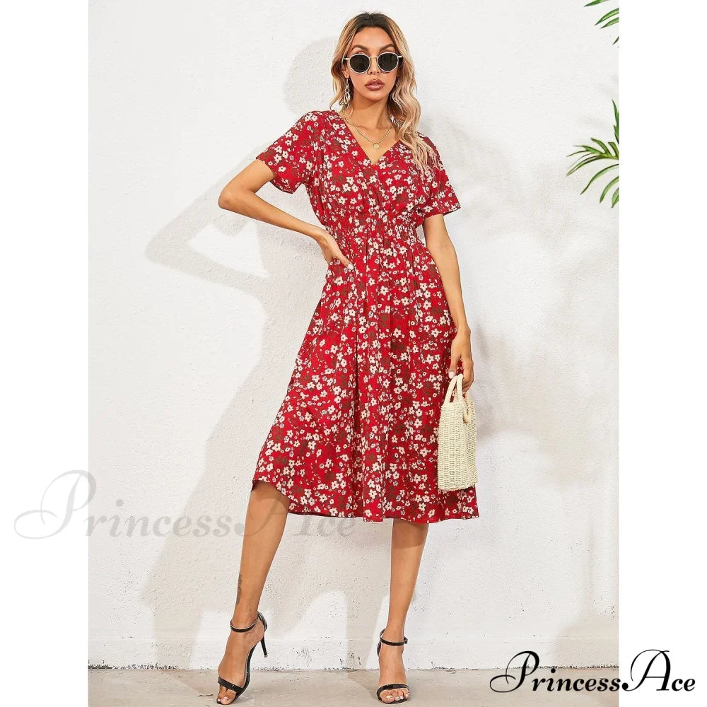 Boho Loose Midi Dress for Women