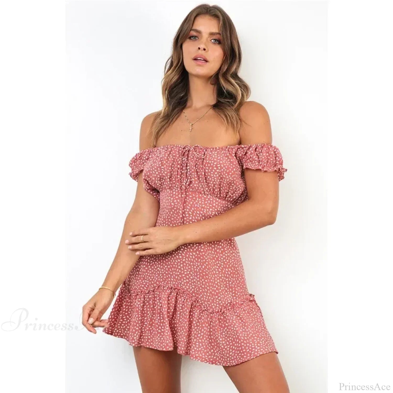 Boho Off-Shoulder Floral Chiffon Beach Dress