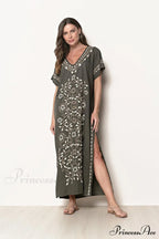 Boho Print Stylish Slit Dress