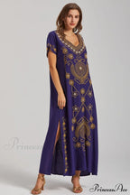 Boho Print Stylish Slit Dress