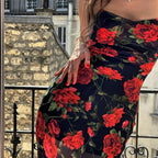 Boho Slim Fit Printed Off-Shoulder Floral Dress