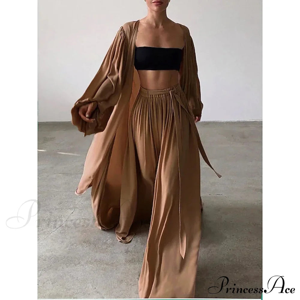 Boho Solid Color Plus Size Women's 3-Piece Set