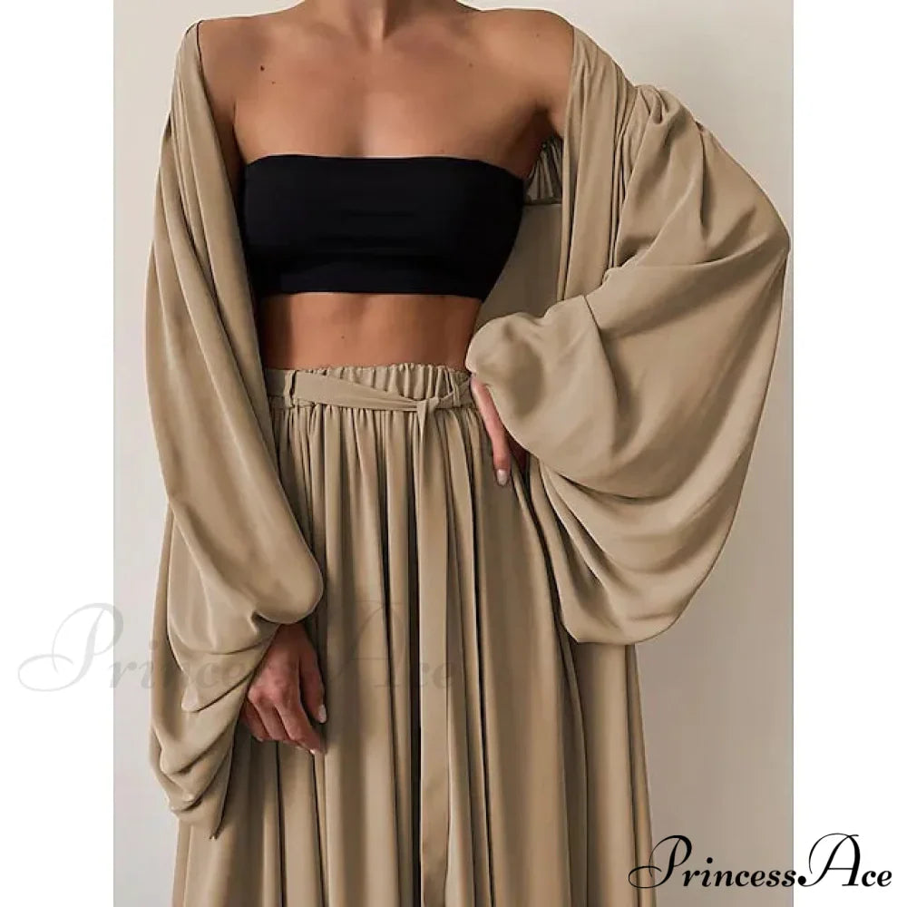 Boho Solid Color Plus Size Women's 3-Piece Set
