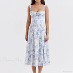 Boho Spaghetti Straps Tie Front Floral Dress