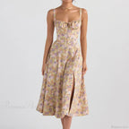 Boho Spaghetti Straps Tie Front Floral Dress