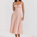 Boho Spaghetti Straps Tie Front Floral Dress